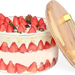 195oz Large Trifle Bowl Glass, 9.8" Large Salad Bowl with Lid