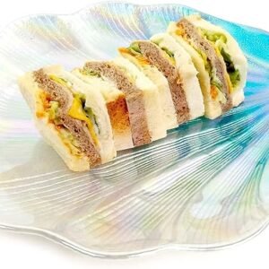 12" Crystal Glass Colorful Candy Snack Fruit Dish Shell Shape Plate